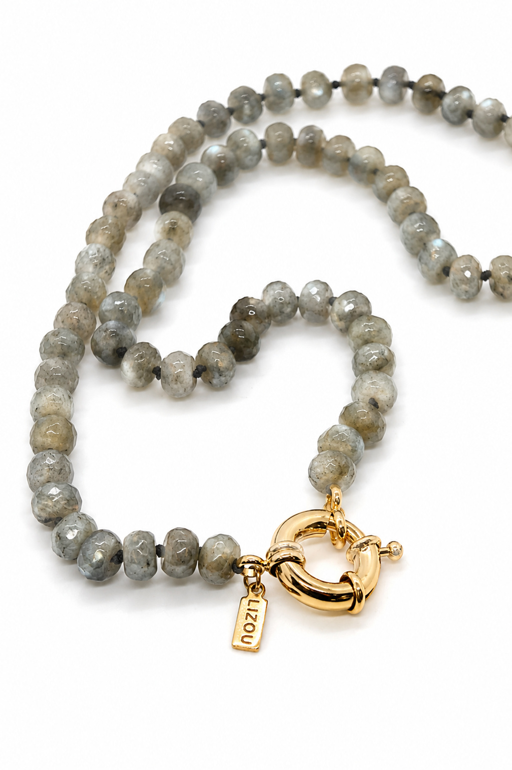 Lizou Hand-Knotted Faceted Labradorite Beaded Necklace