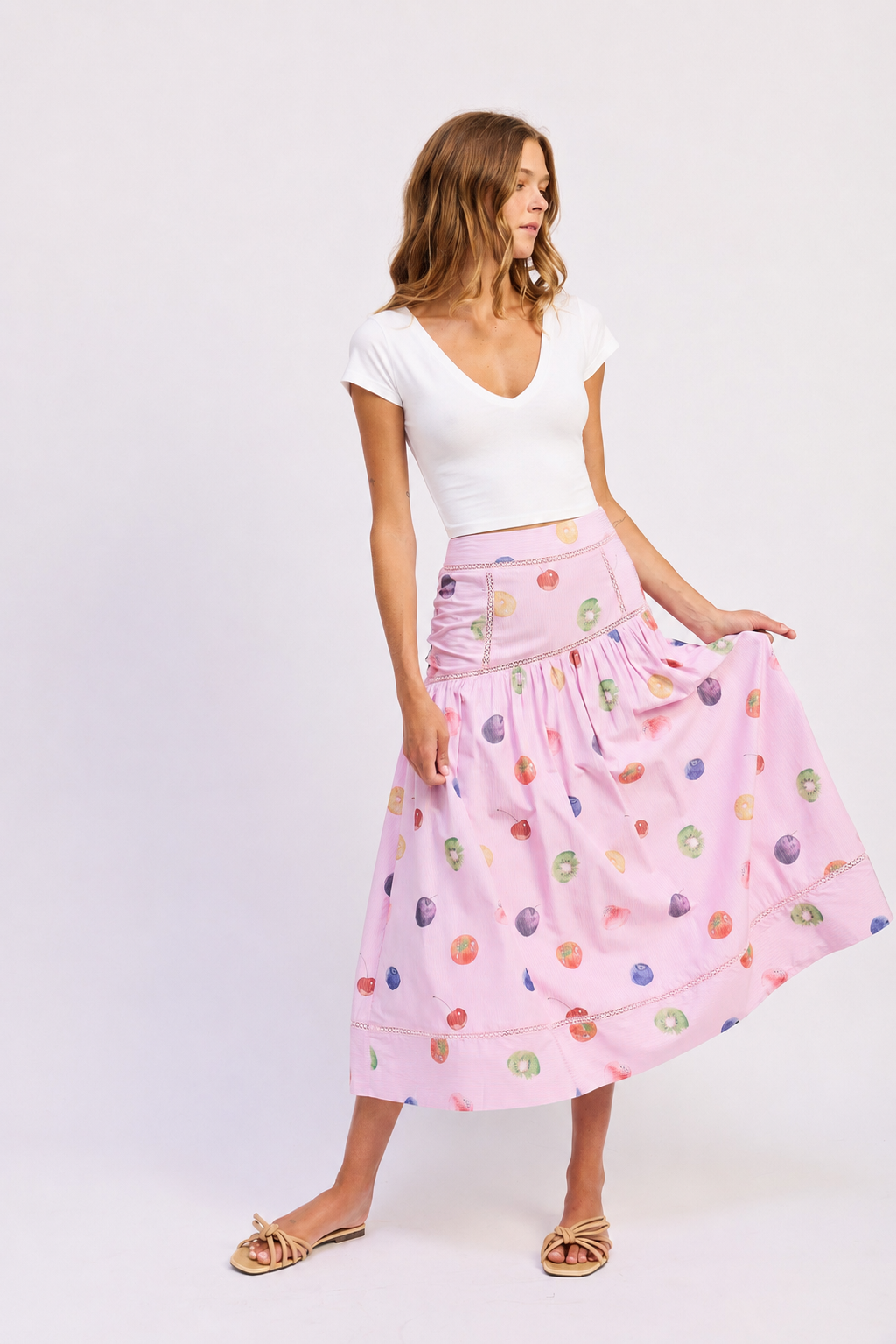 En Saison Fruit Medley Midi Skirt