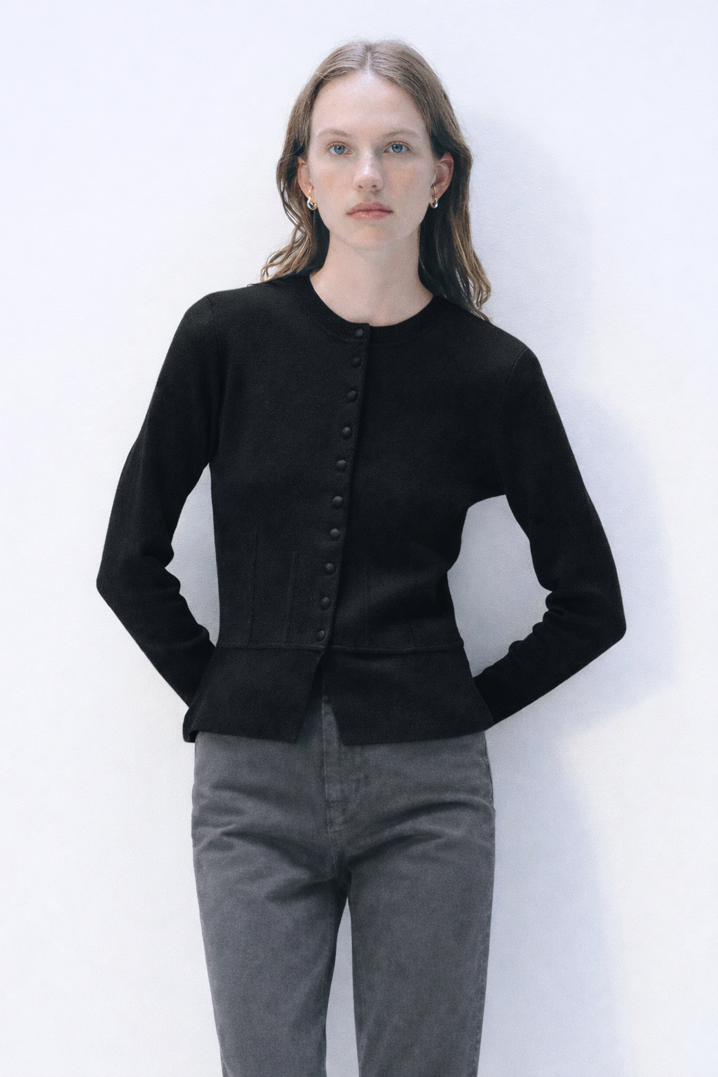 White + Warren Superfine Merino Waisted Cardigan 21618