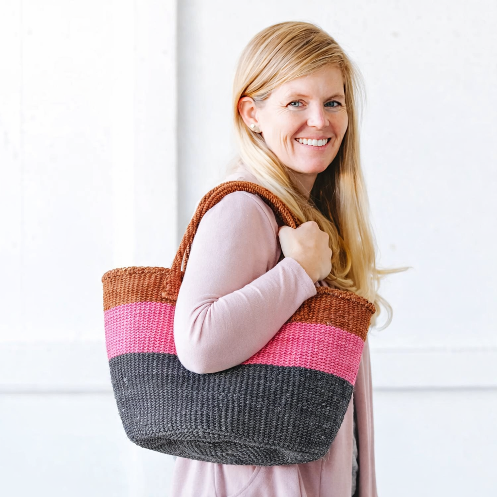 Amsha Medium Sisal Tote: Cumberland