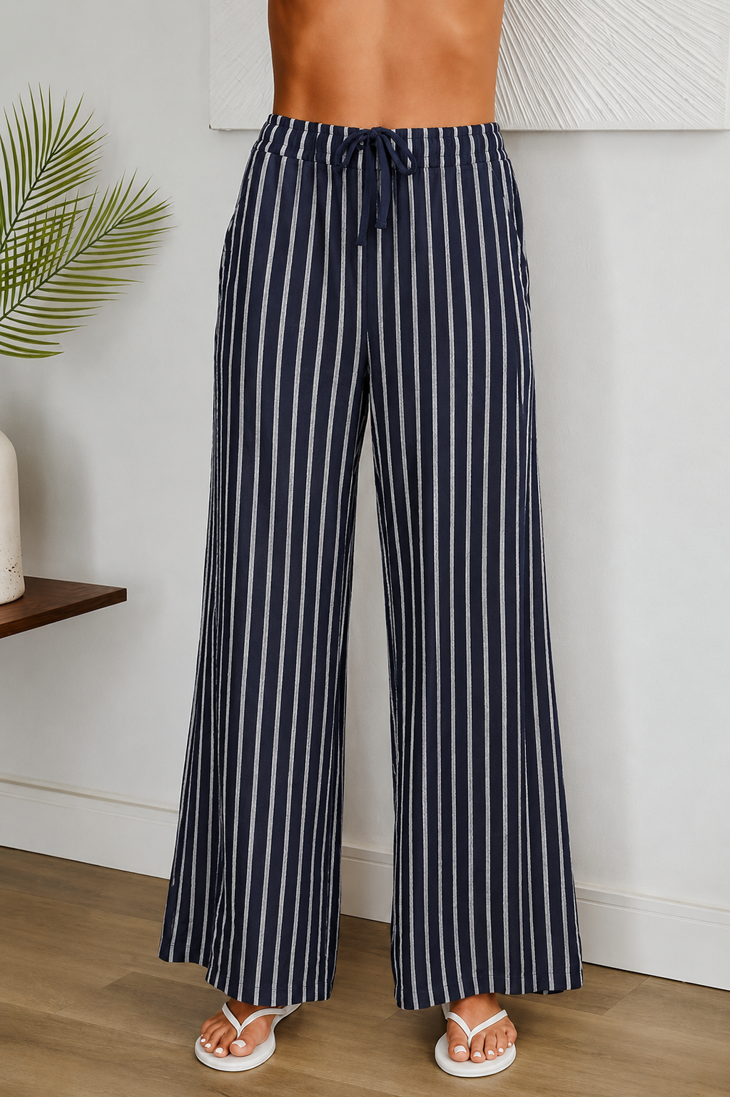Milio Milano Striped Linen Pants w/ Drawstring Waist 2557