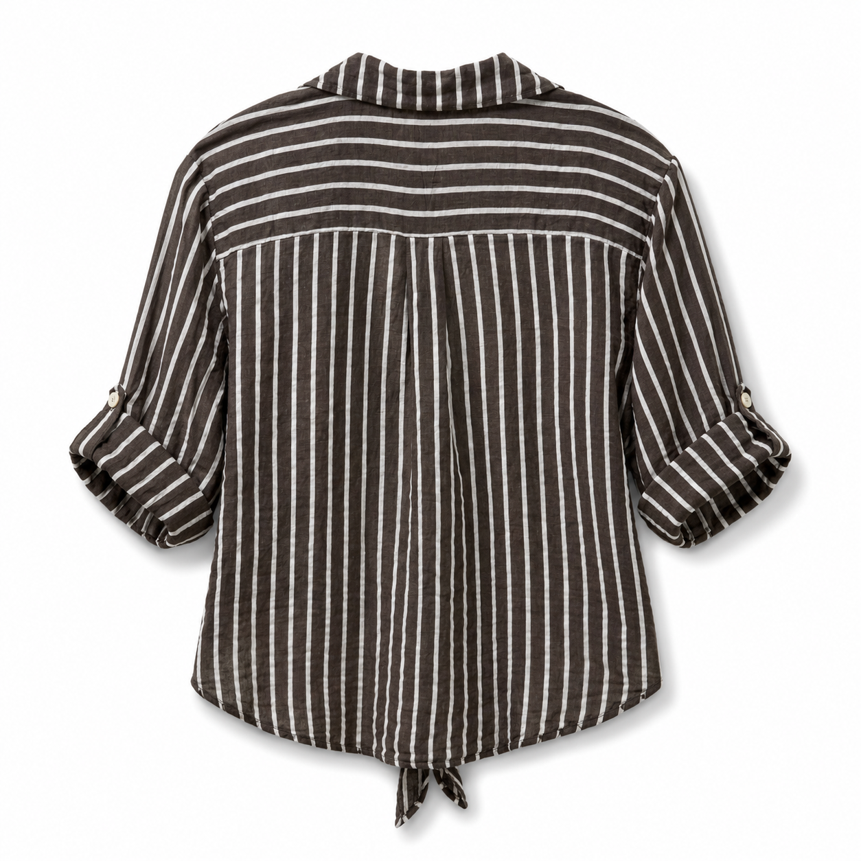 Milio Milano Striped Linen Tie Front Shirt 2611