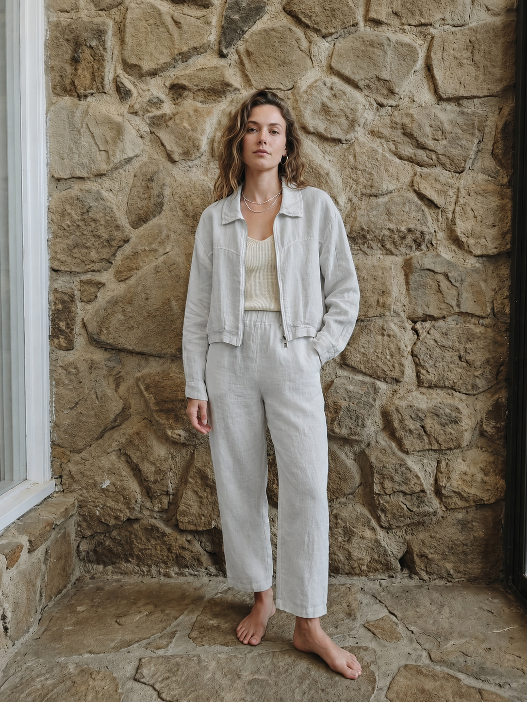 European Linen Zip-up Jacket 8369