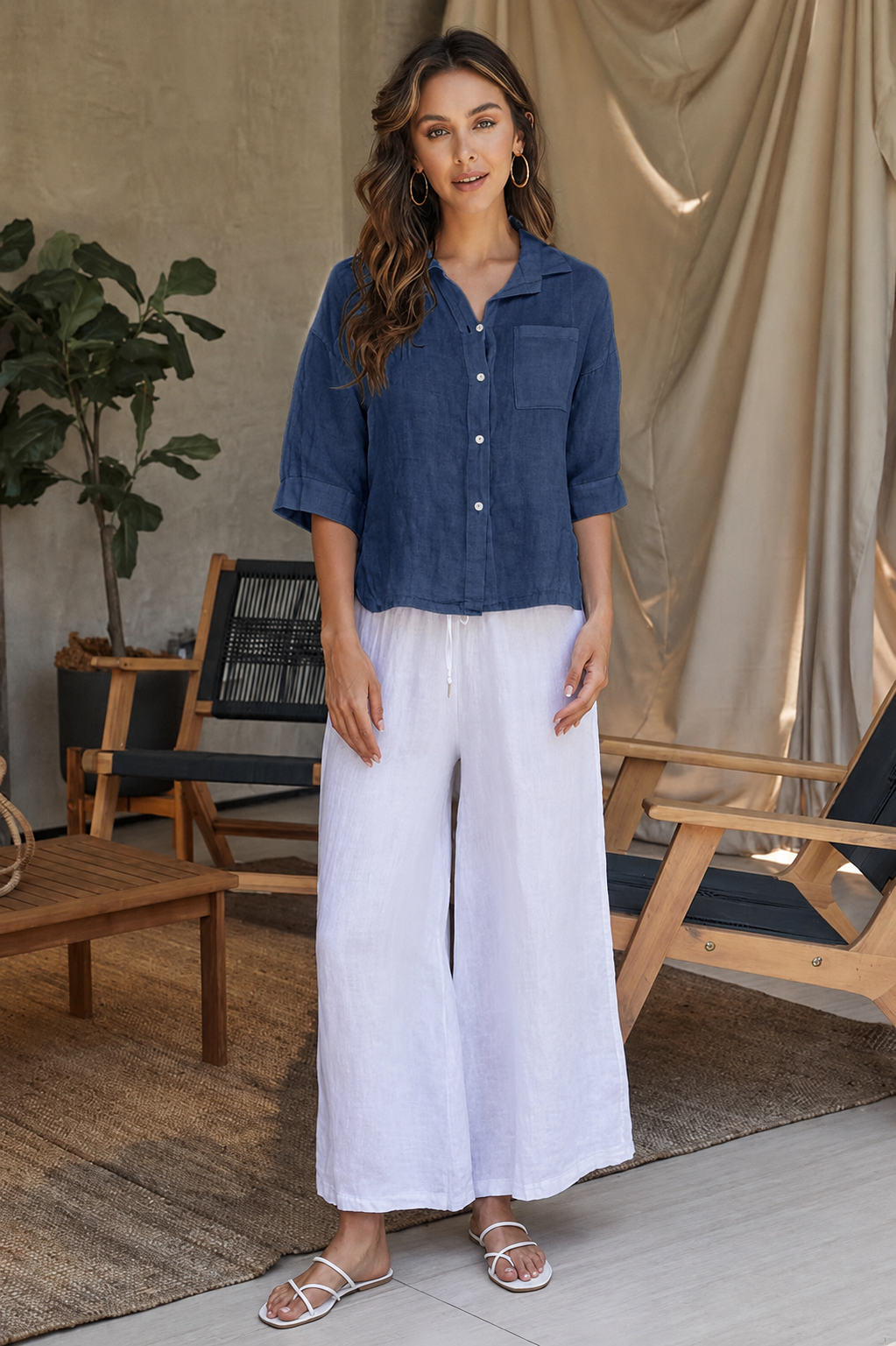 Milio Milano 3/4 Sleeve Linen Shirt 154201