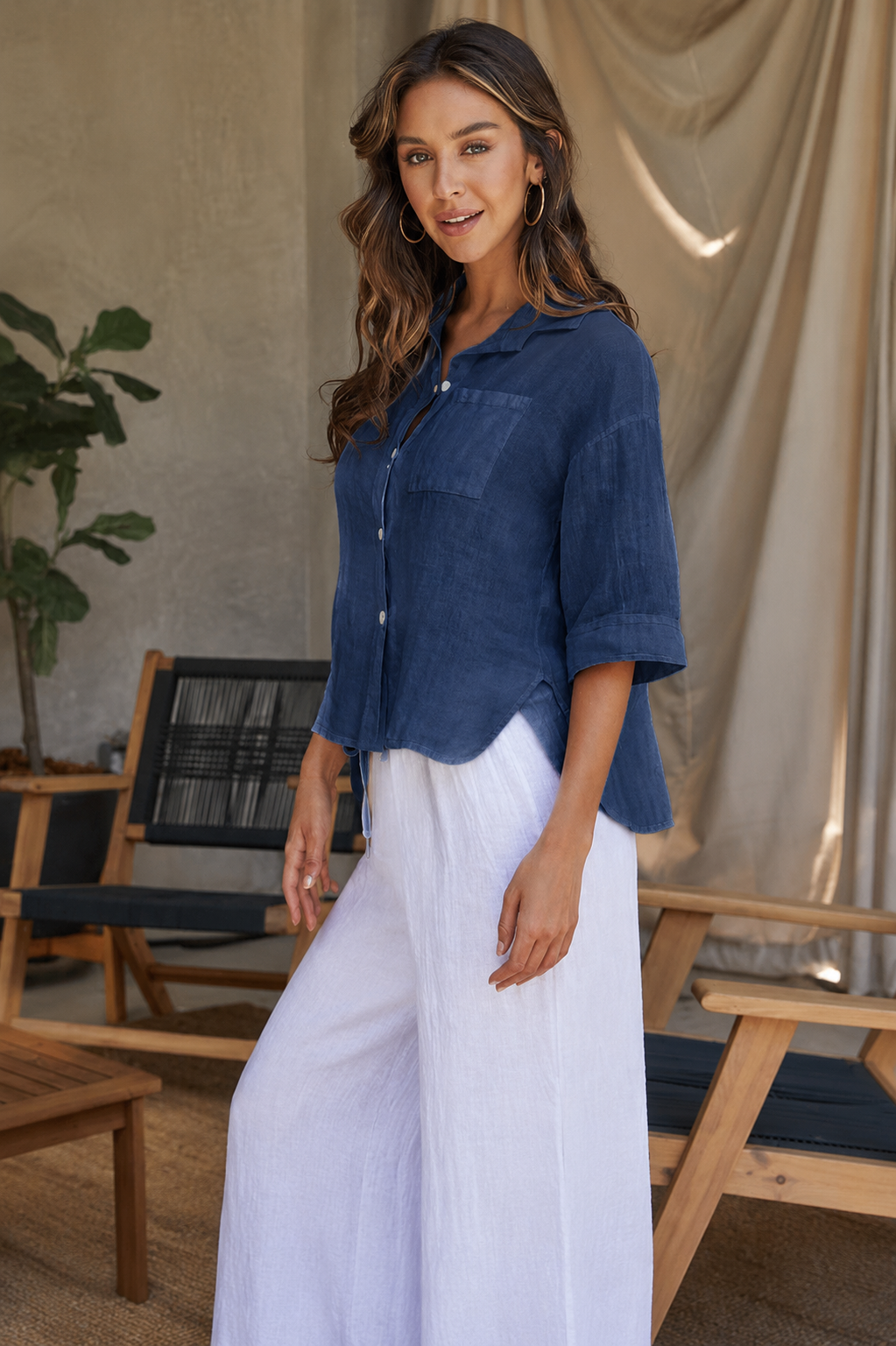 Milio Milano 3/4 Sleeve Linen Shirt 154201
