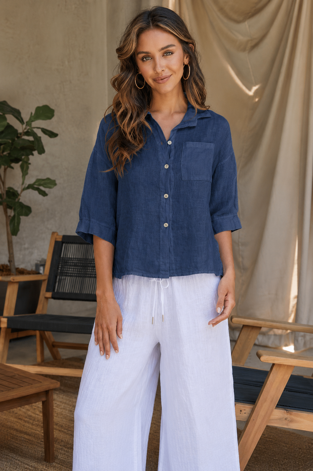 Milio Milano 3/4 Sleeve Linen Shirt 154201