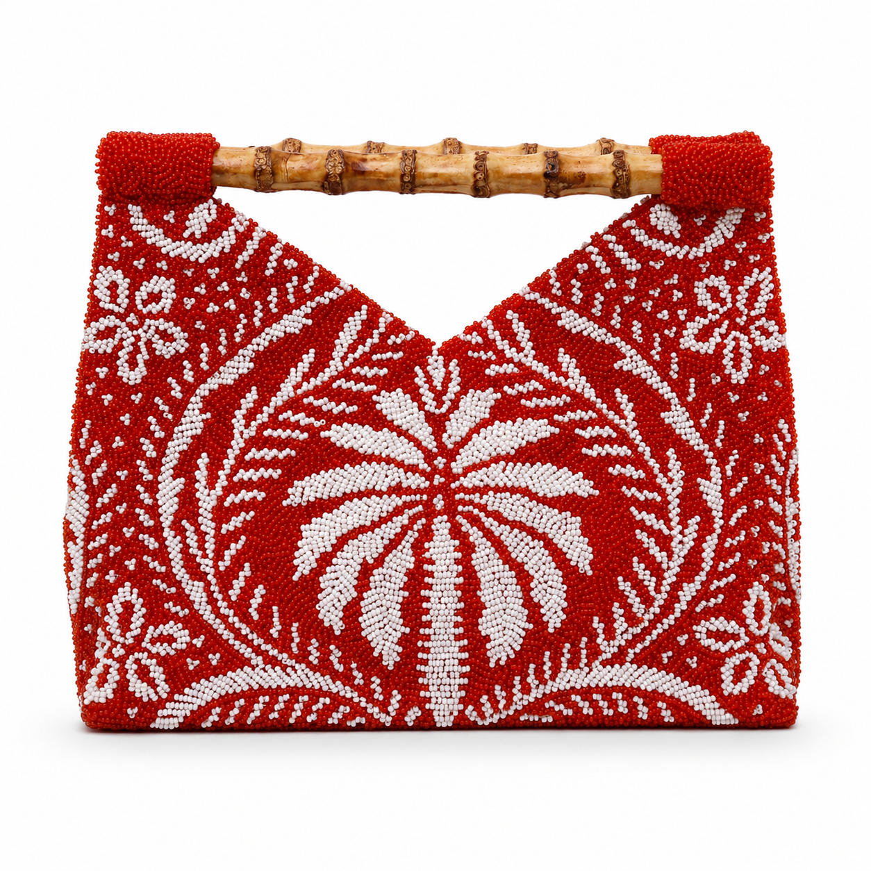 Tiana NY Palm Beaded Bamboo Handle Bag BH-0806