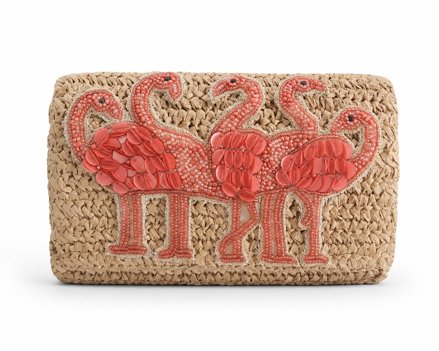 Tiana NY Structured Beaded Flamingo Clutch