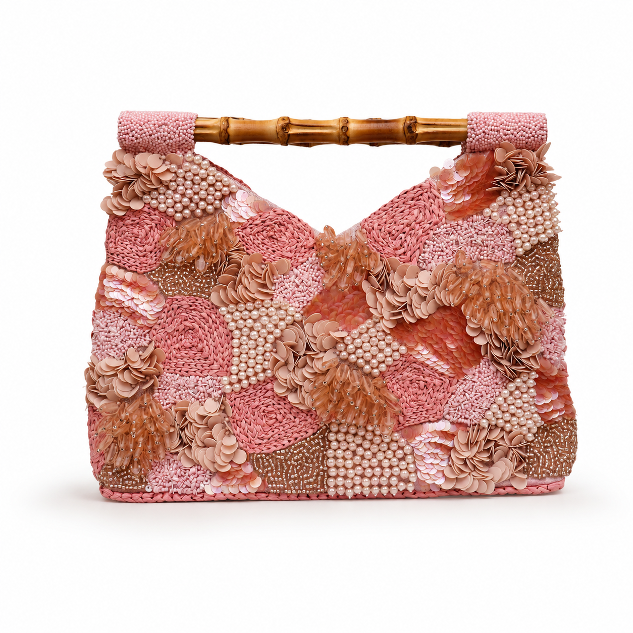 Tiana NY Pink Multi Bamboo Handled Bag BH-1857