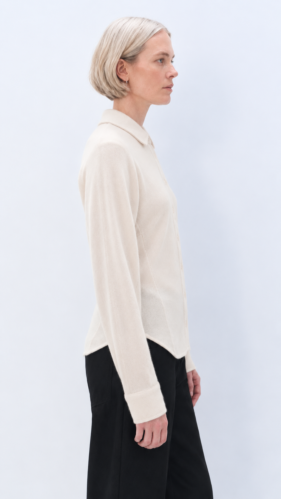 White + Warren Cashmere Blend Fitted Button Shirt 21886