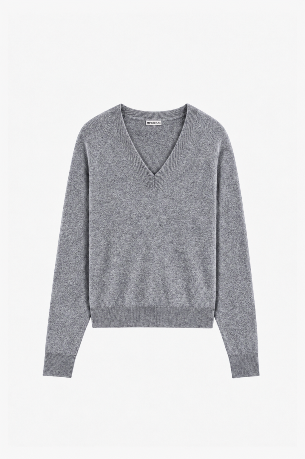 Minnie Rose Cashmere Long Sleeve Shrunken V-Neck 7566