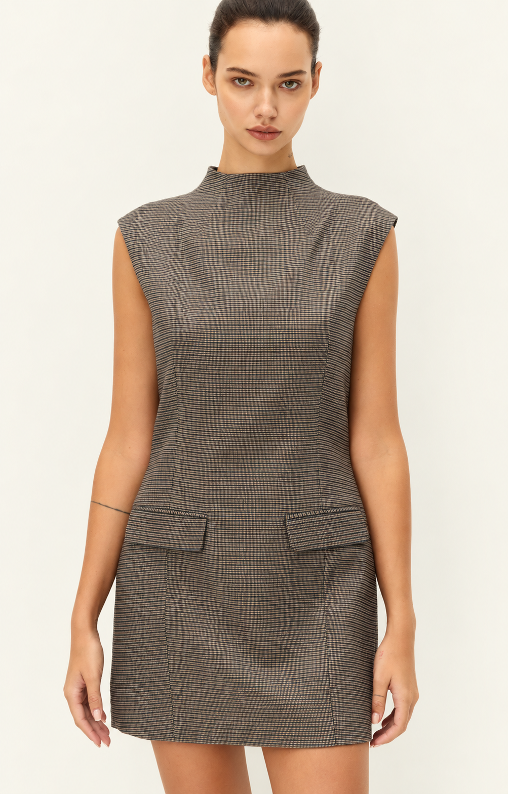Elodie Alix Tailored Mockneck Mini Dress