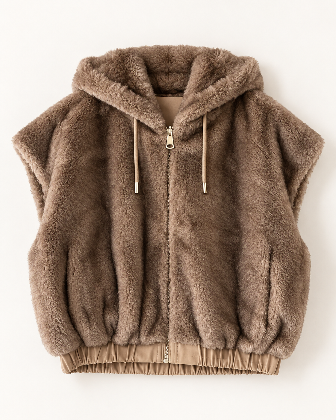 Frisson Reversible Faux Fur Vest with Hood