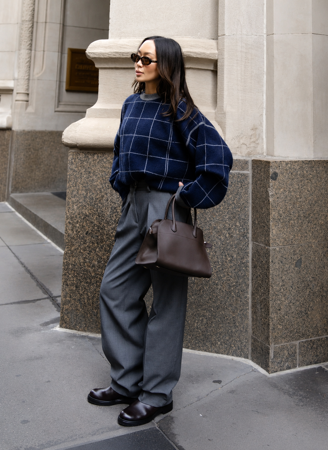 White + Warren Cashmere Blend Windowpane 21936B