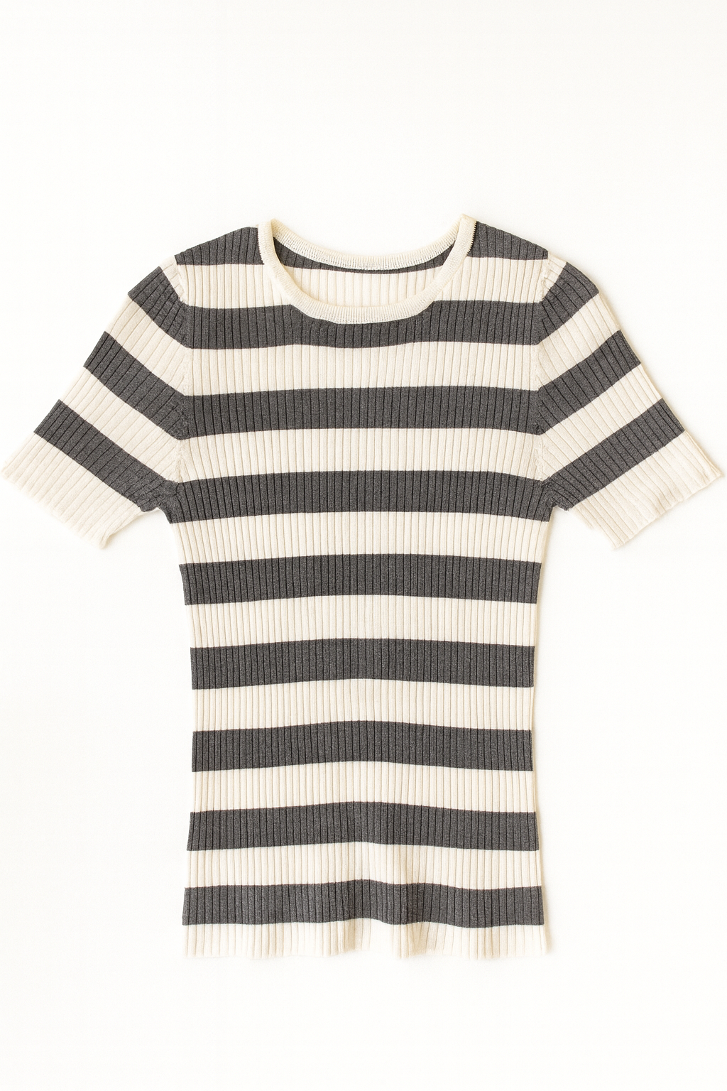 Majestic Filatures Merino Superfine Rib Knit Short Sleeve Crewneck K241-FPU724