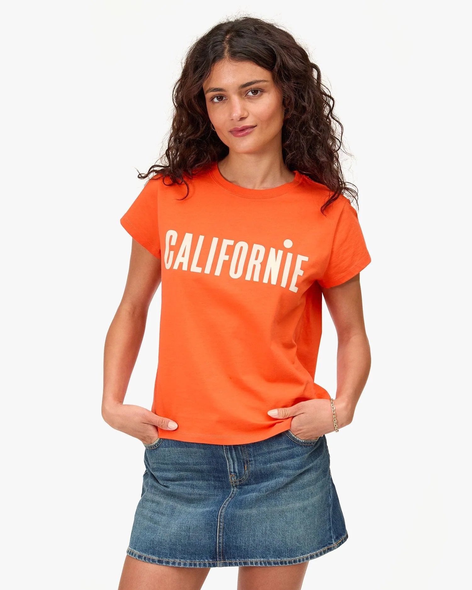Clare V. Scarlet Orange Classic Tee AP-TT-IT-100132