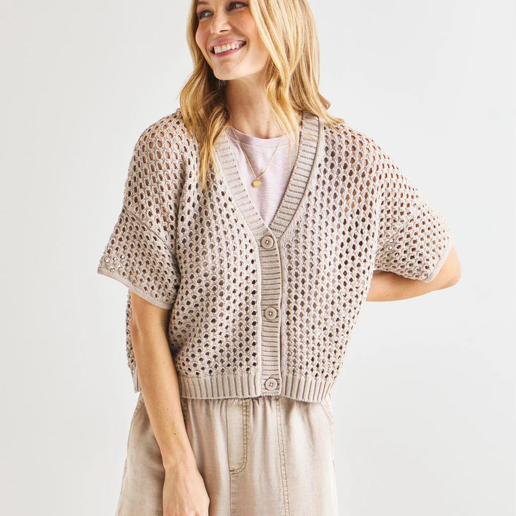 Splendid Nova Pointelle Short Sleeve Cardigan RM4S190