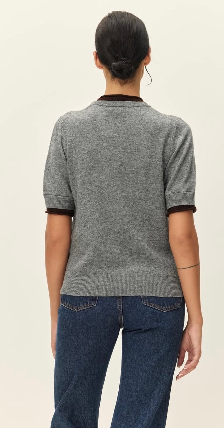 Elodie Sloane Contrast Crewneck Sweater