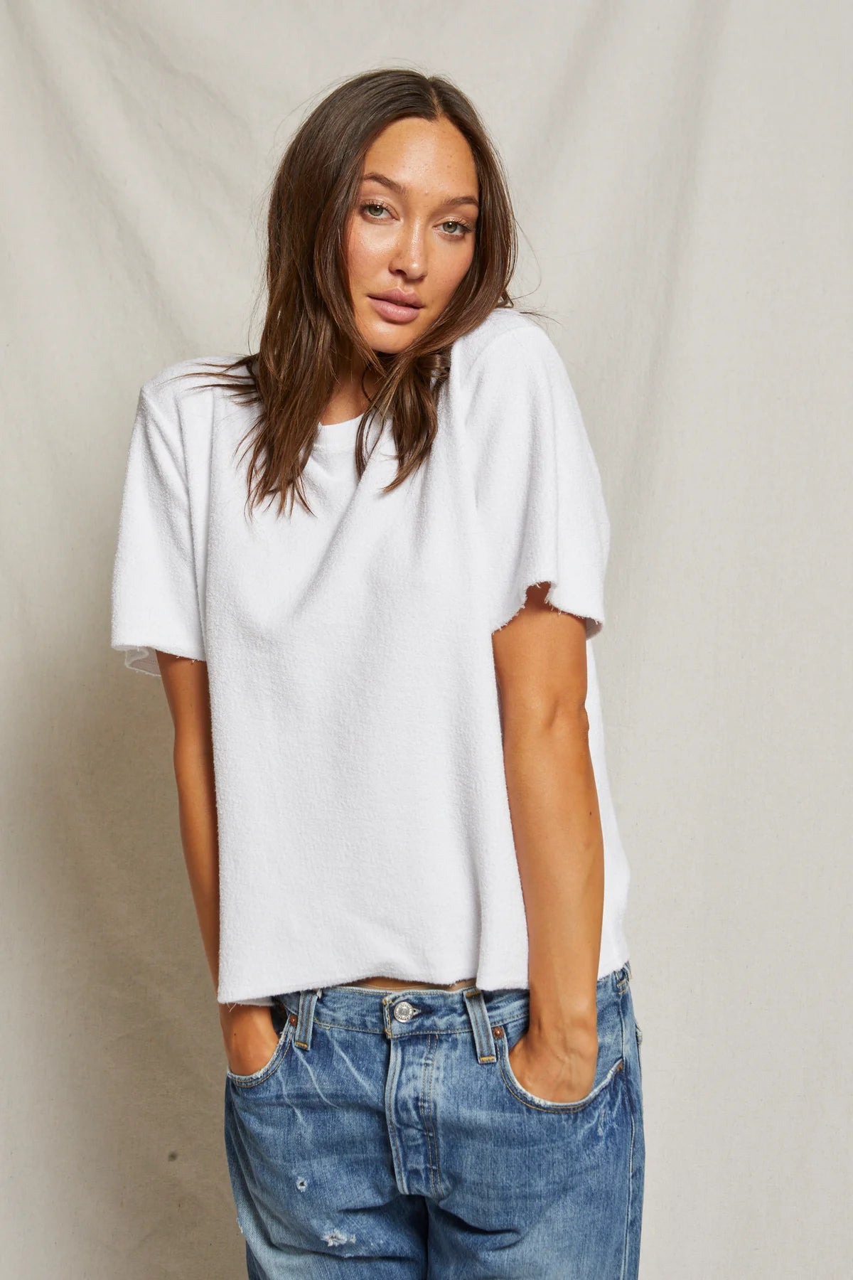 Perfect White Tee Demi Reverse French Terry Tee