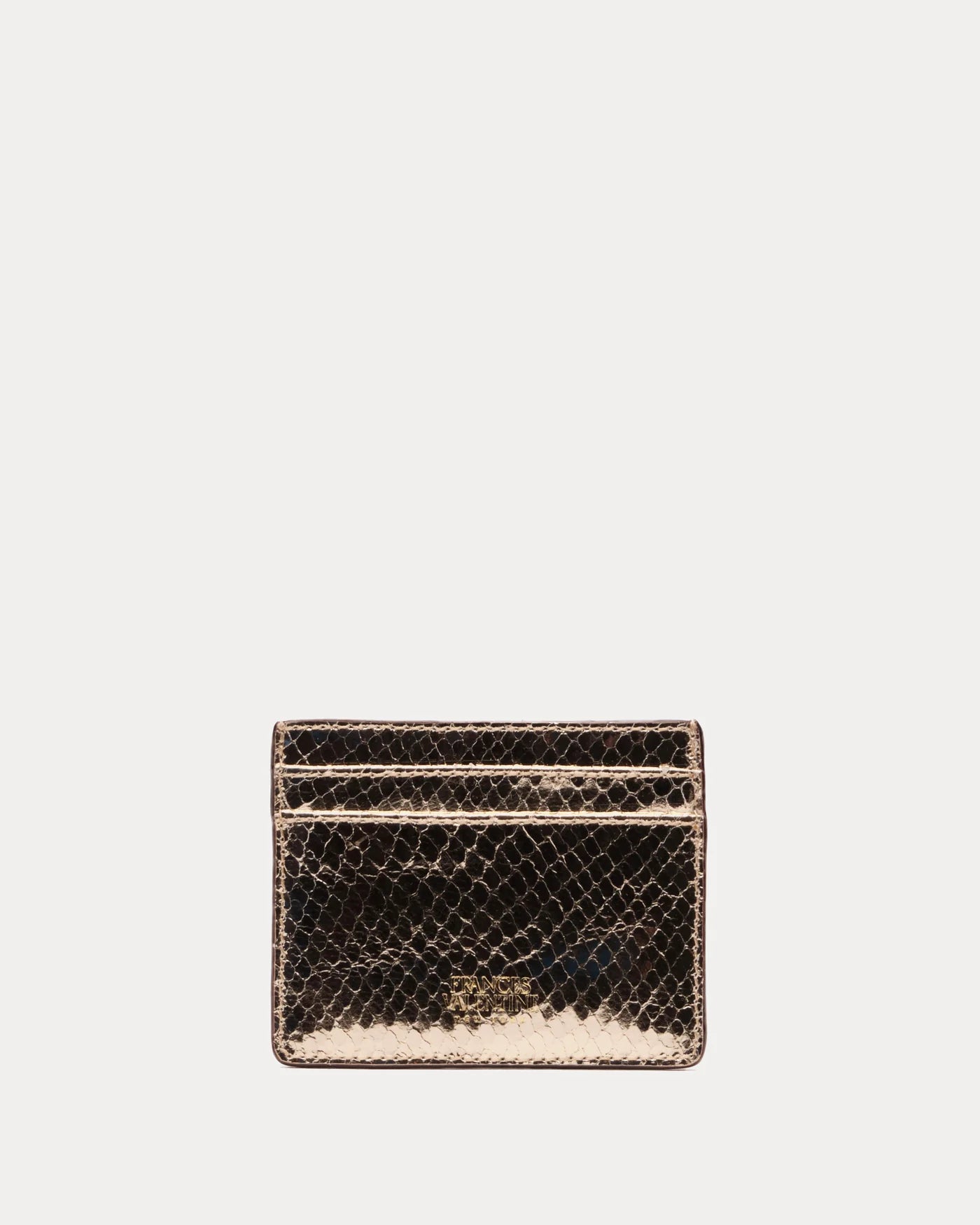 Frances Valentine Card Case Metallic Snake Leather