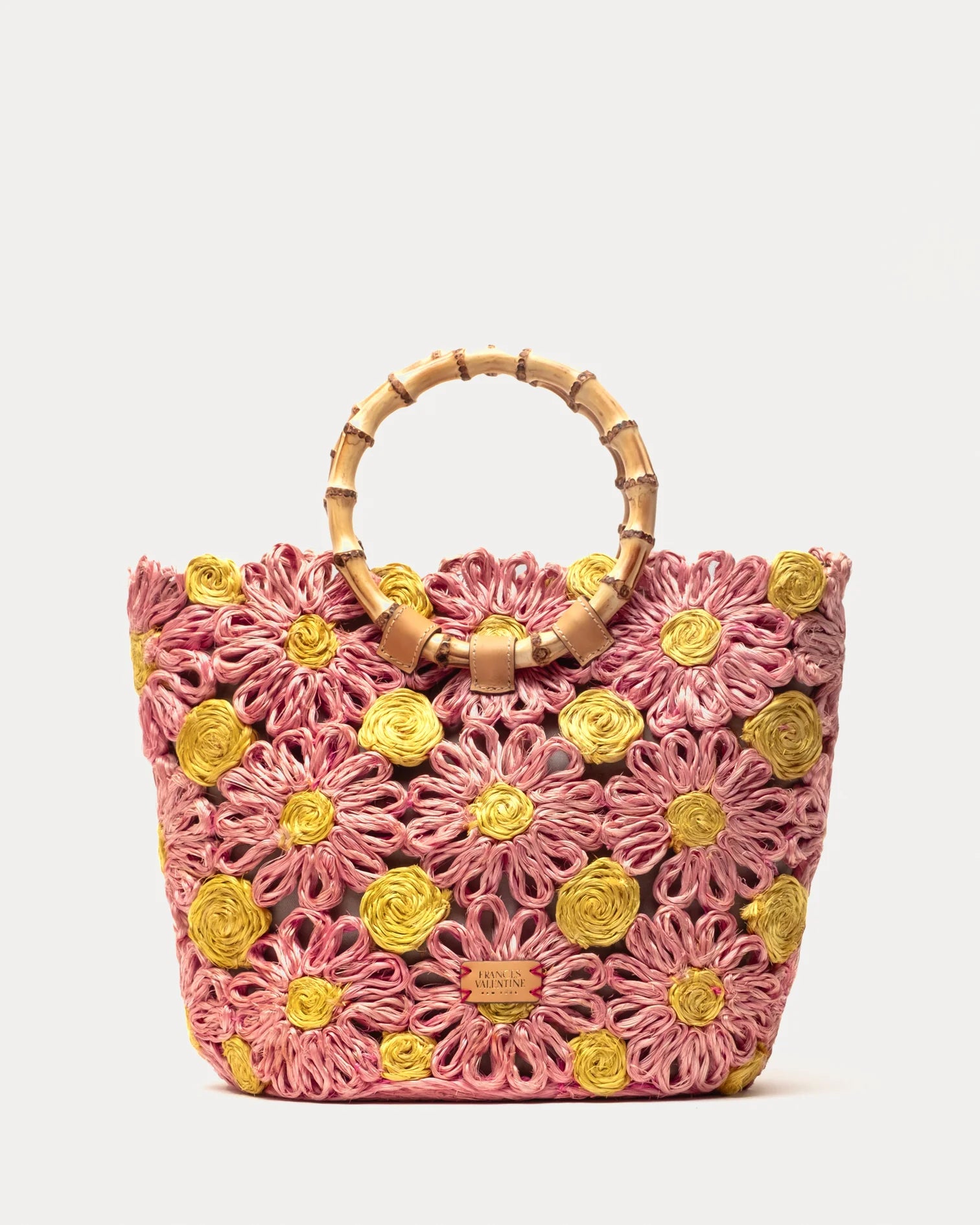 Frances Valentine Flora Tote With Bamboo Handle