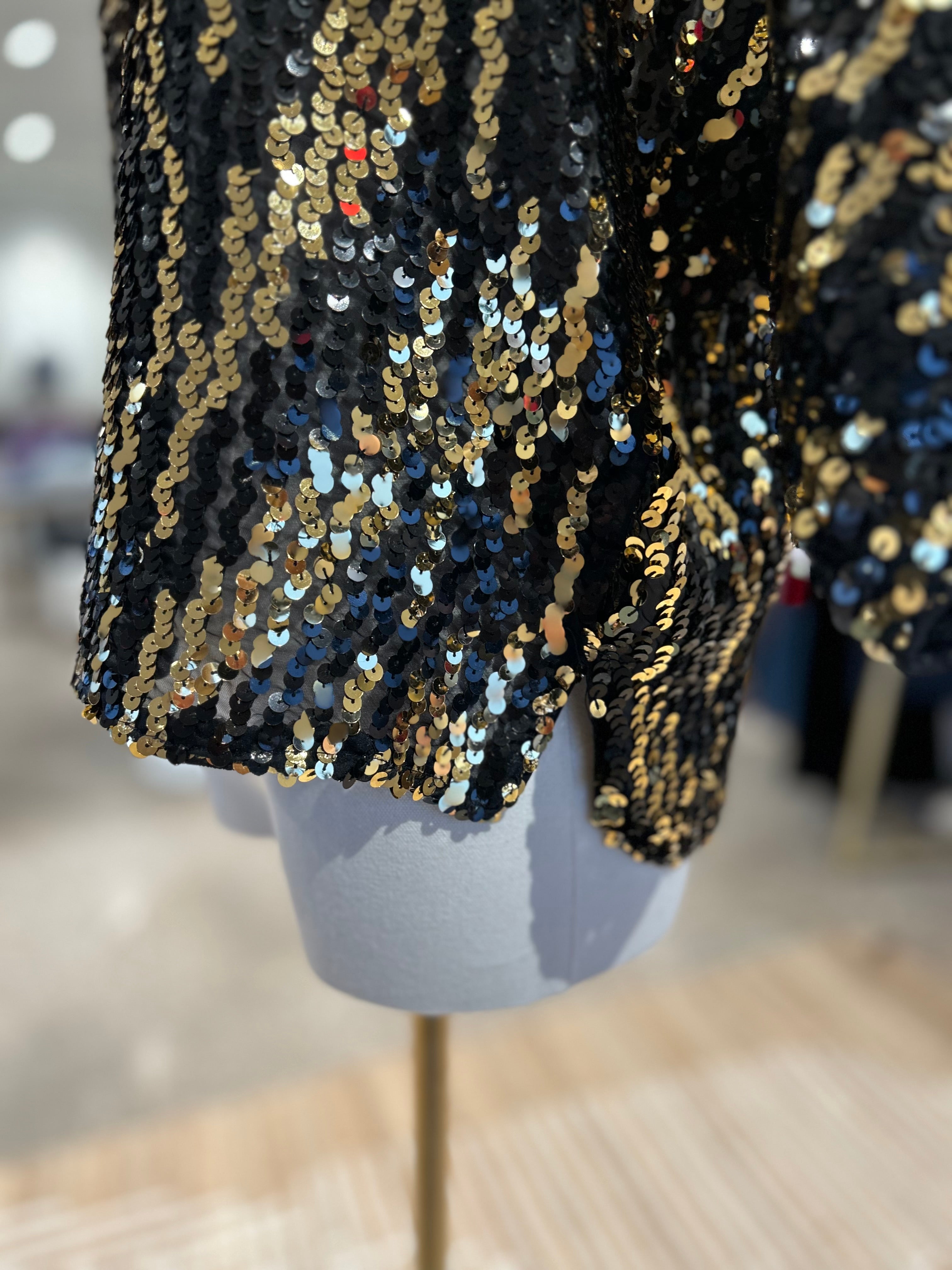 Paris Flea Market #67 Sequin Top with Zip back