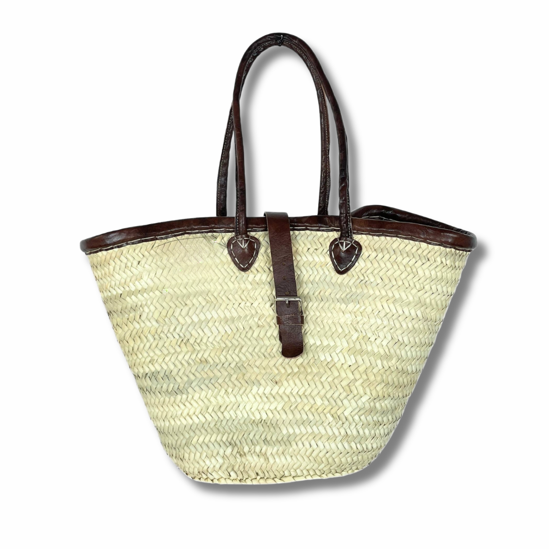 French Market Bags Straw Tote with Leather Handle & Buckle  #13