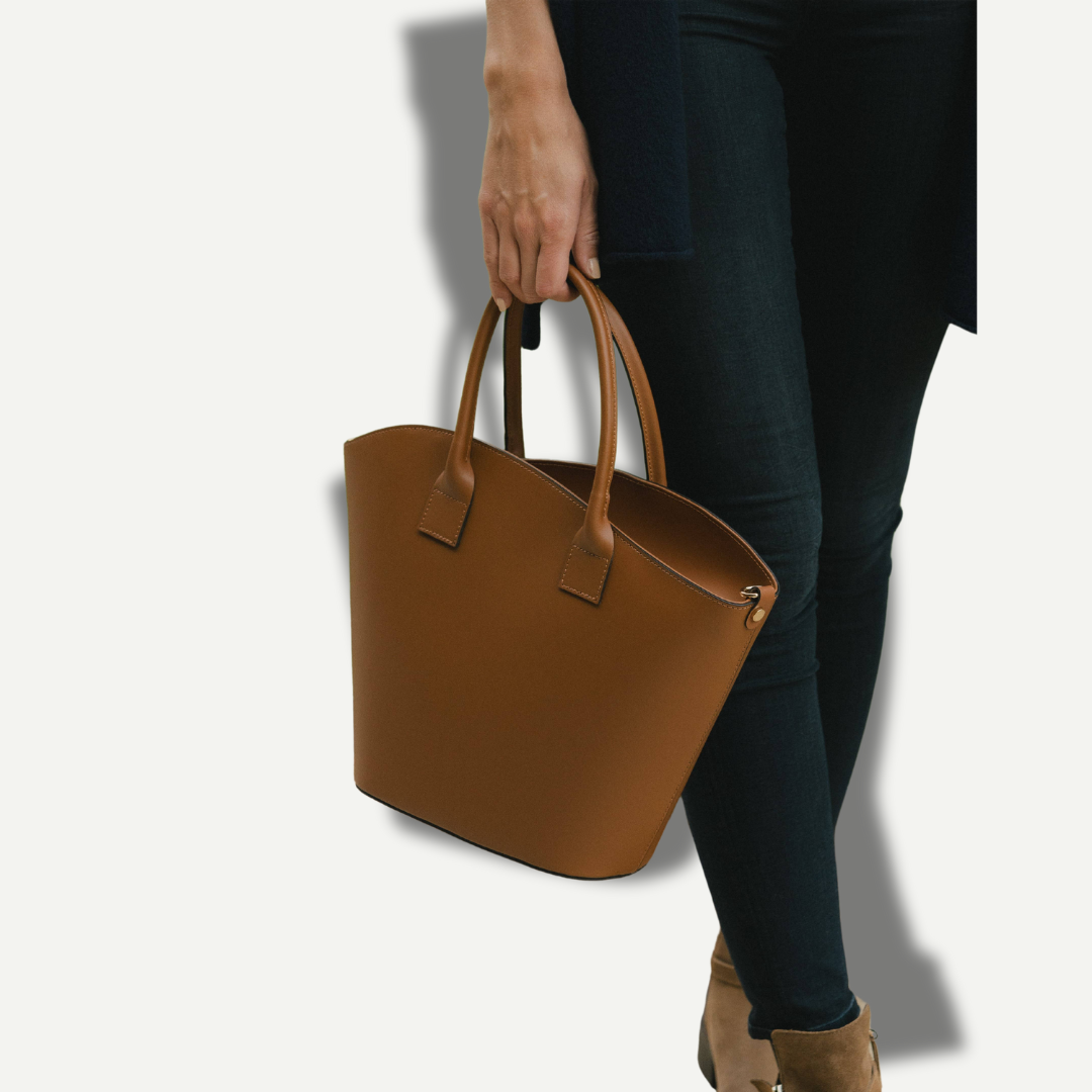 Italian Leather Collection The Monique Smooth Asymmetrical Bucket Handbag