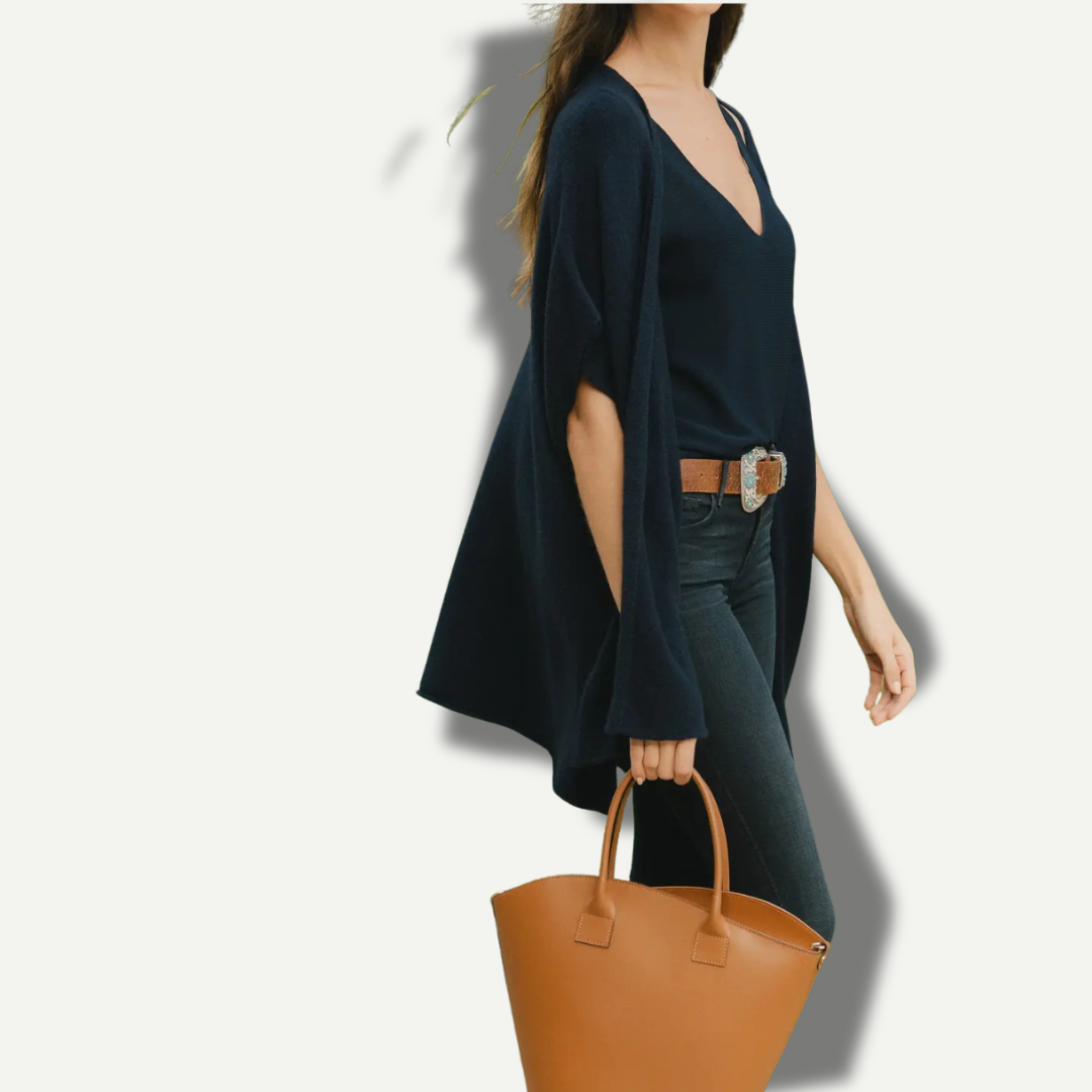 Italian Leather Collection The Monique Smooth Asymmetrical Bucket Handbag