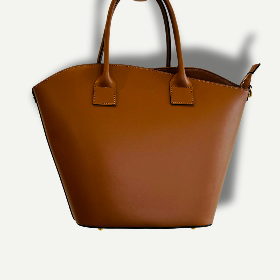 Italian Leather Collection The Monique Smooth Asymmetrical Bucket Handbag