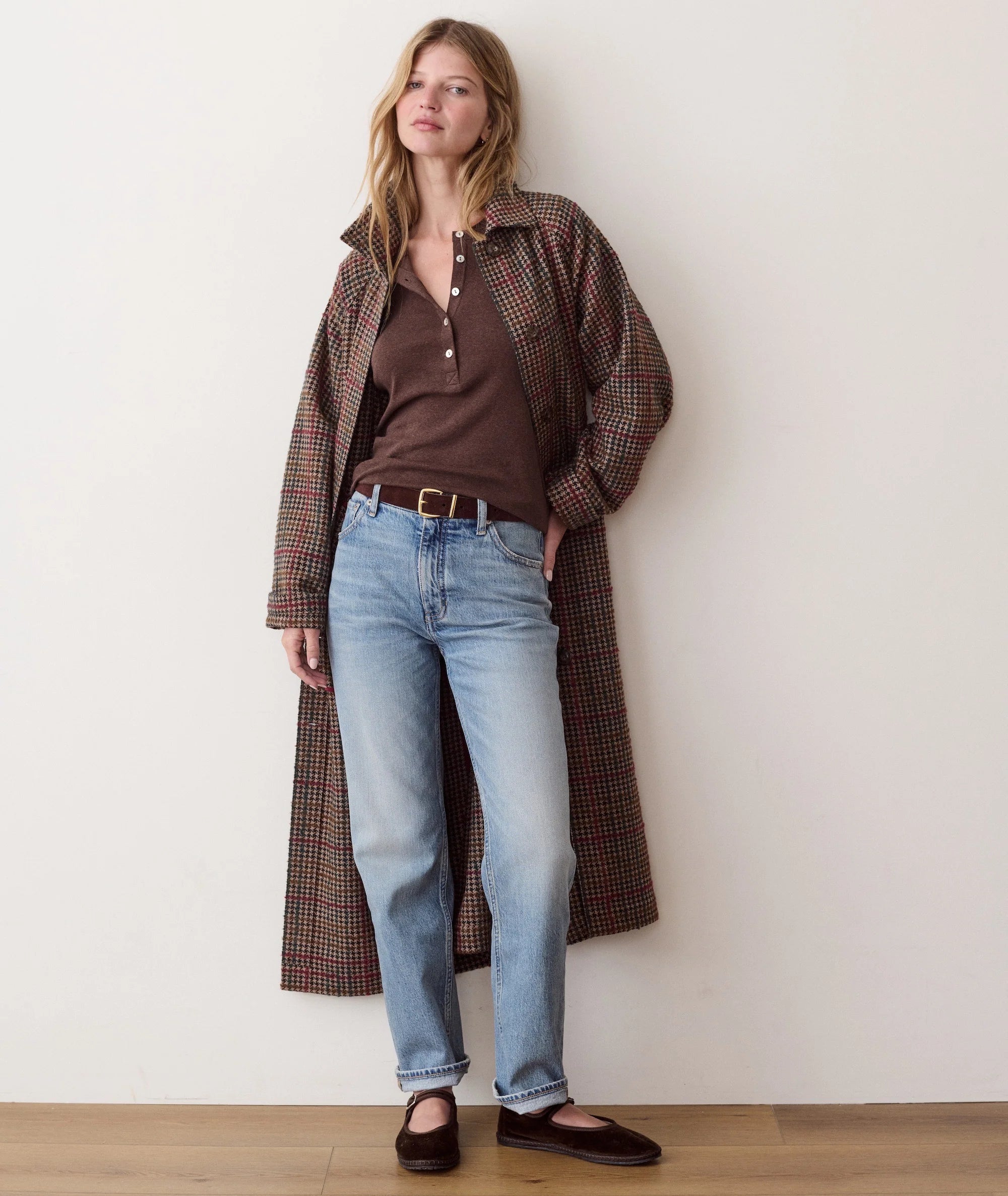 Marine Layer Hayes Houndstooth Trench Coat