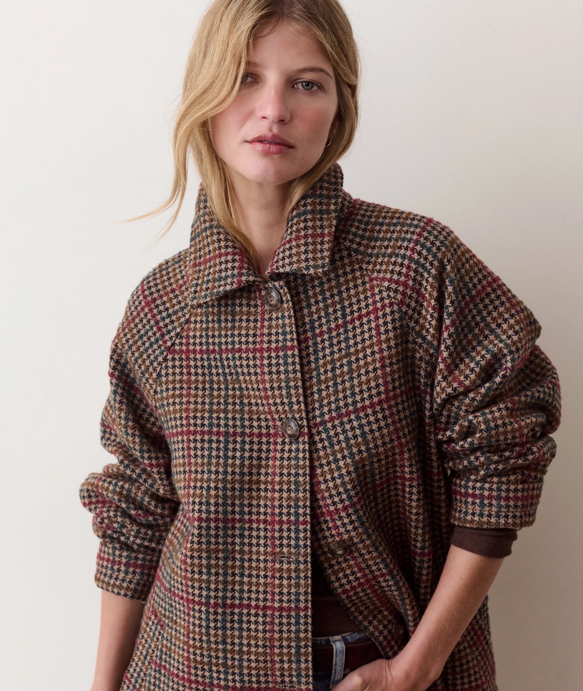 Marine Layer Hayes Houndstooth Trench Coat