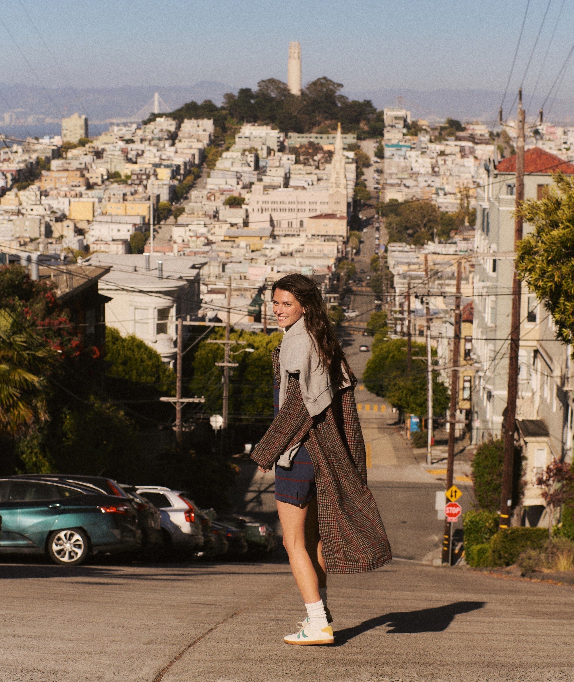 Marine Layer Hayes Houndstooth Trench Coat