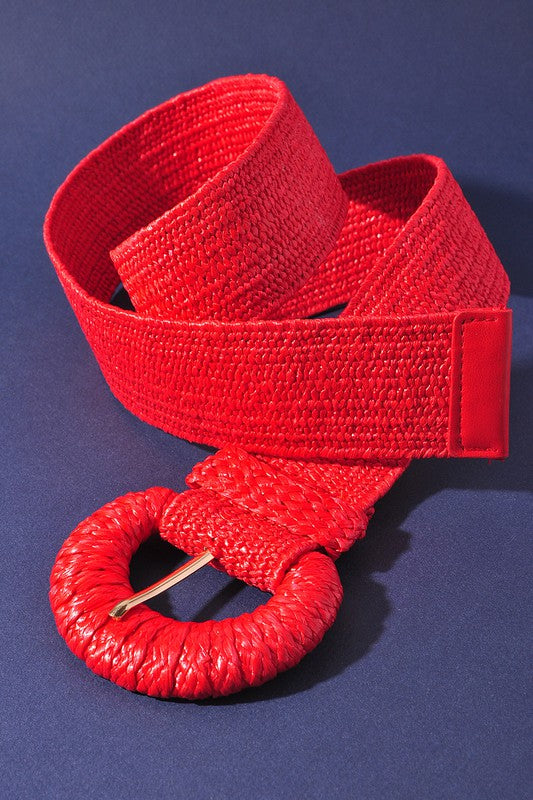 Thames Wrapped Half Moon Elastic Straw Belt-J1BIW50015