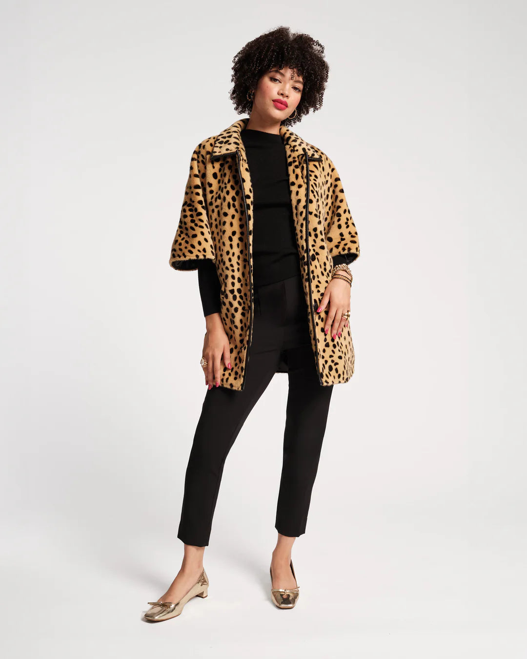 Frances Valentine Nico Poncho Faux Fur Cheetah