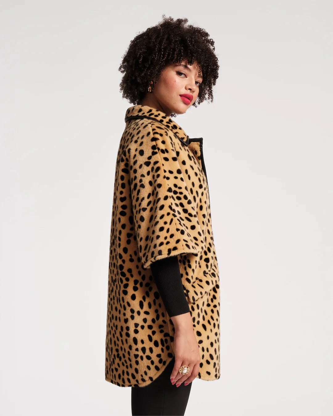 Frances Valentine Nico Poncho Faux Fur Cheetah