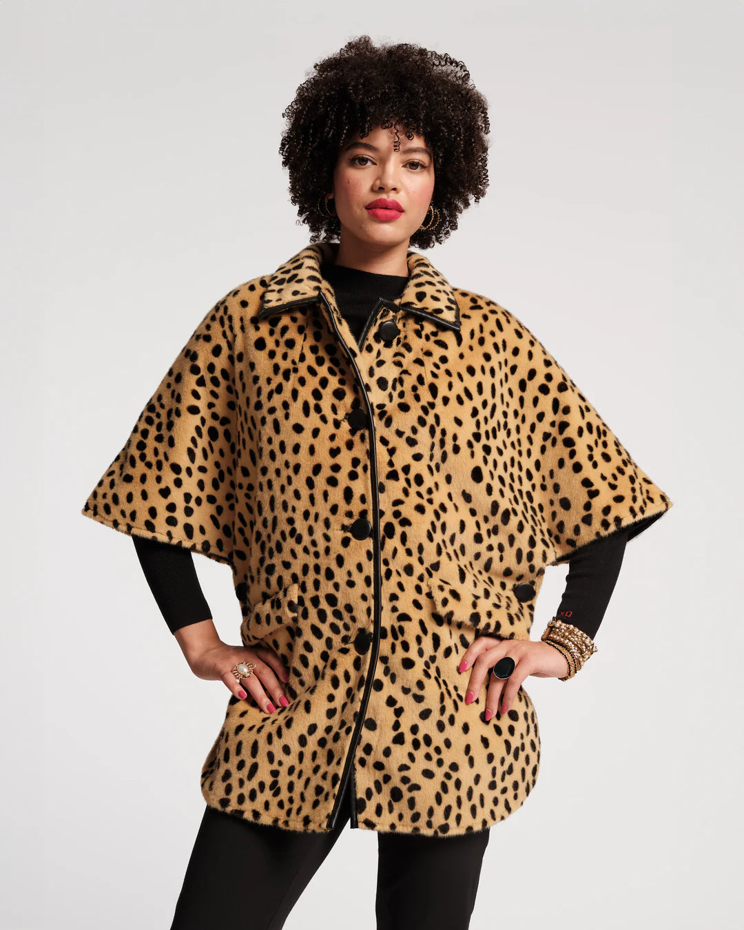 Frances Valentine Nico Poncho Faux Fur Cheetah