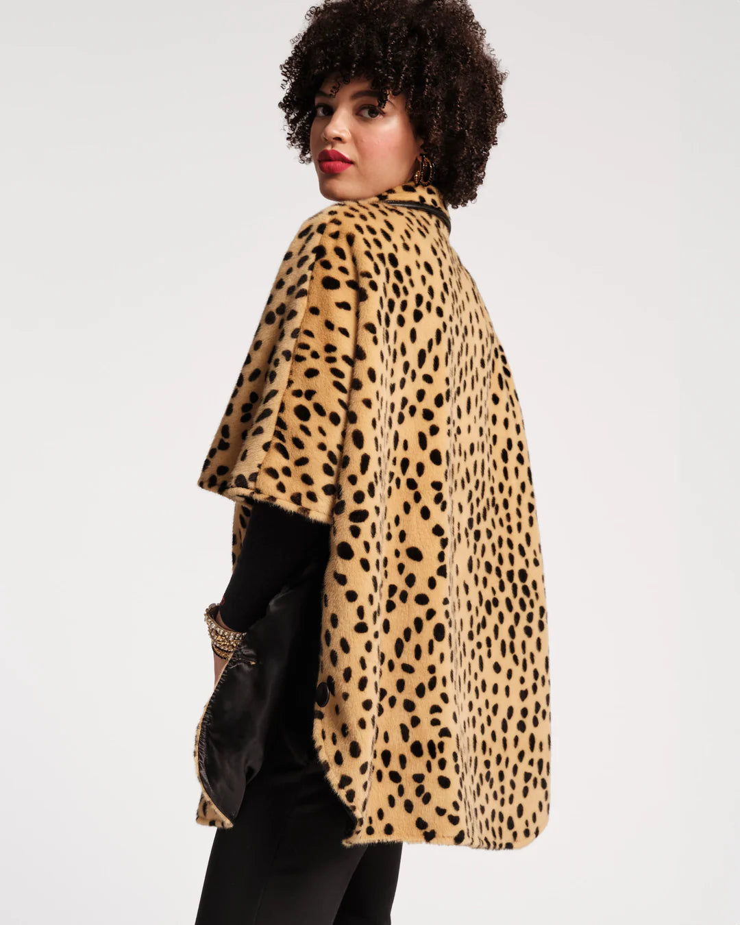 Frances Valentine Nico Poncho Faux Fur Cheetah