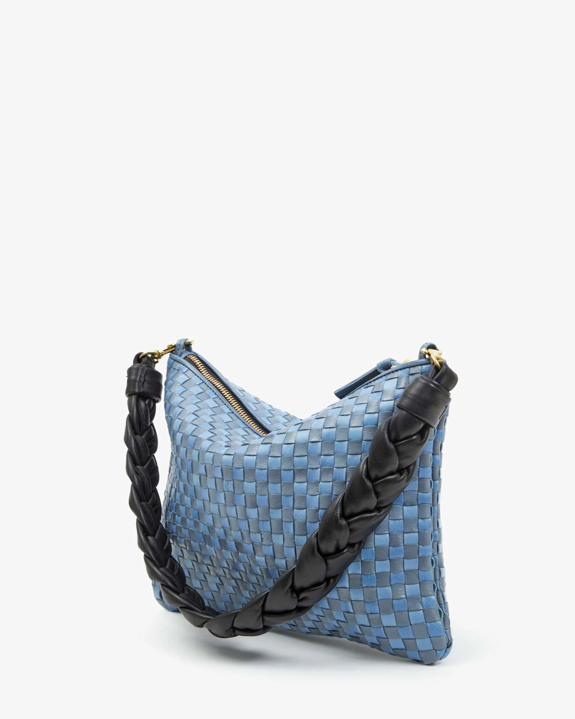 Clare V Flat Clutch With Tabs - Denim Woven Checker SG-PH-FL-100008