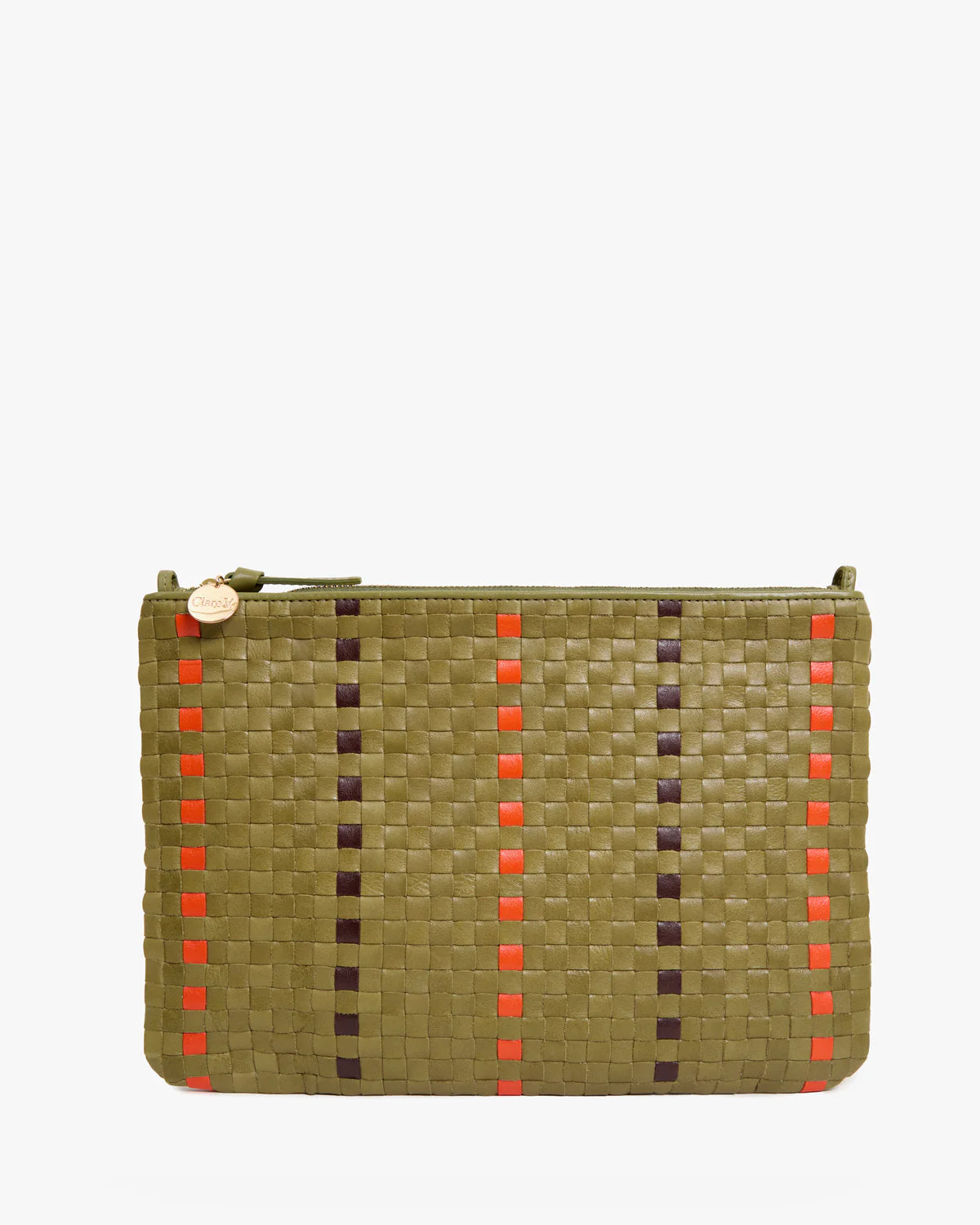 Clare V. Flat Clutch w/ Tabs Canvas Stripe CVS1001196