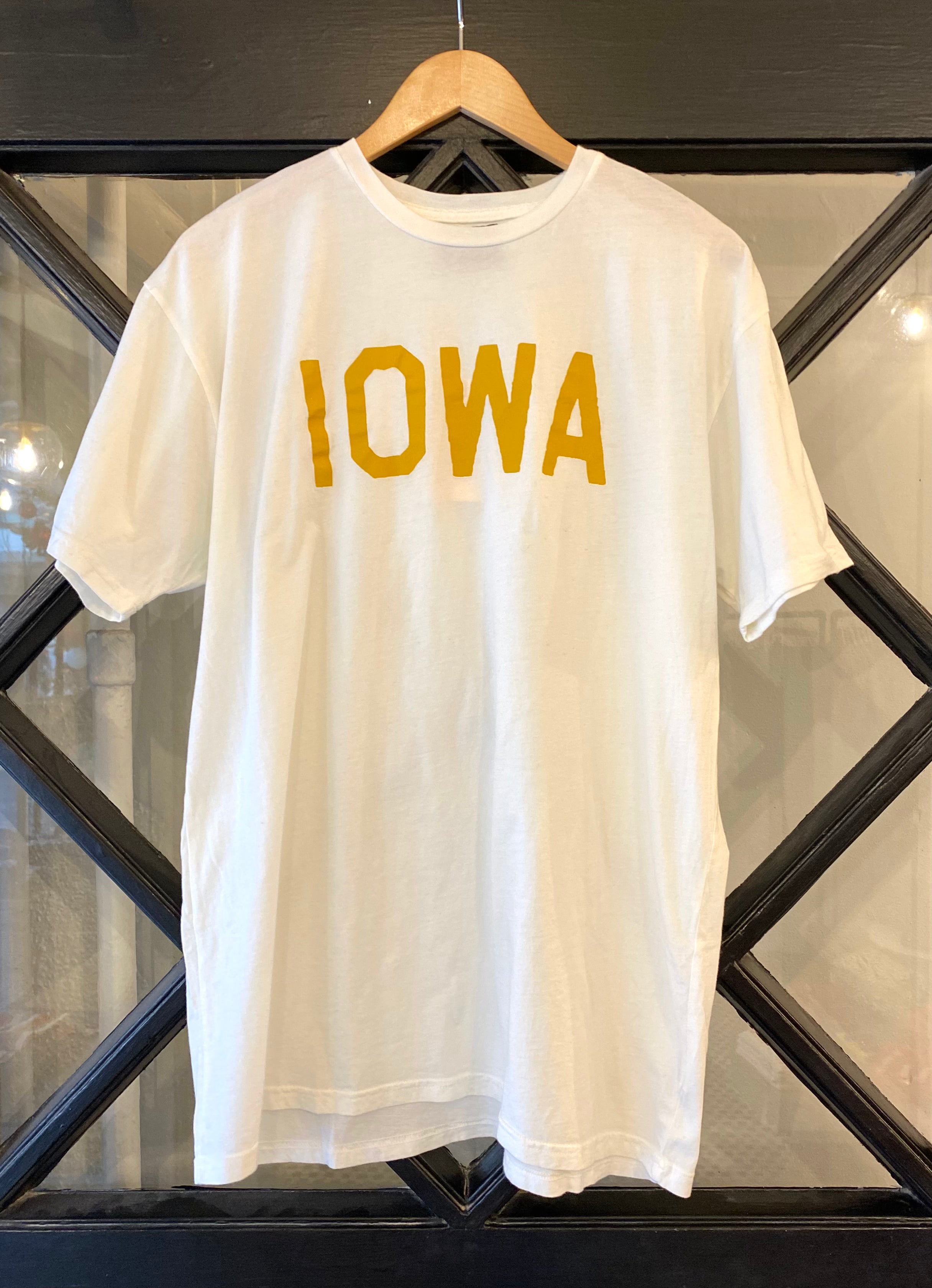 Retired Retro Brand Collegiate Full Length Iowa Tee - Crinkle Lettering Antique White