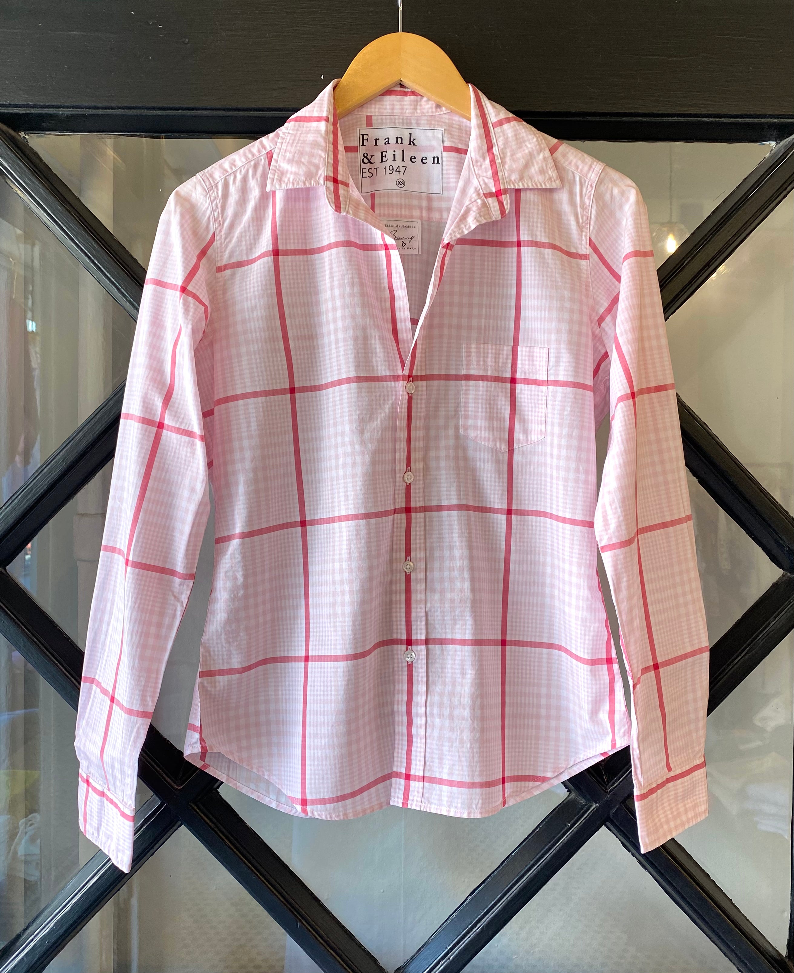 Frank & Eileen Barry Tailored Button Up Shirt Pink Magenta Plaid