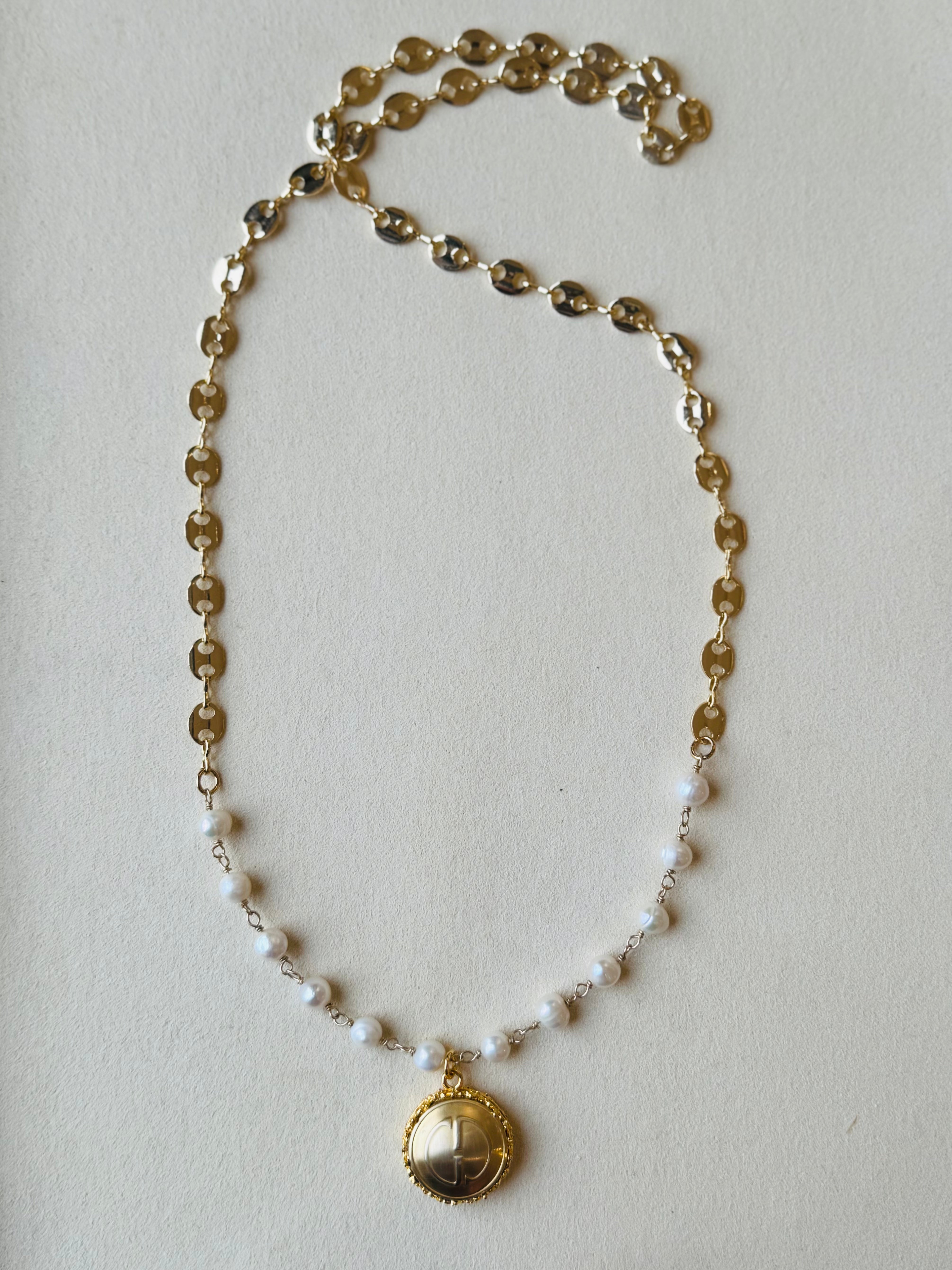 Julie Kreamer 70's Upcycled Gold GG Necklace N#30