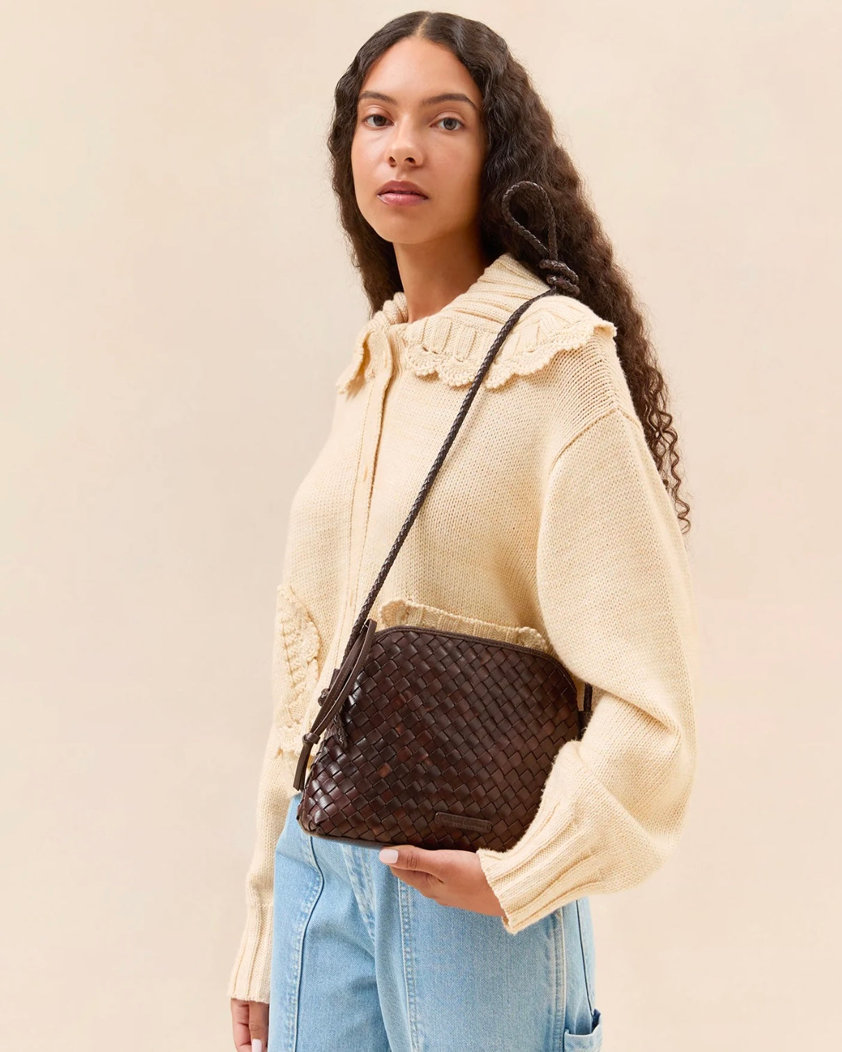 Loeffler Randall Mallory Chocolate Woven Crossbody