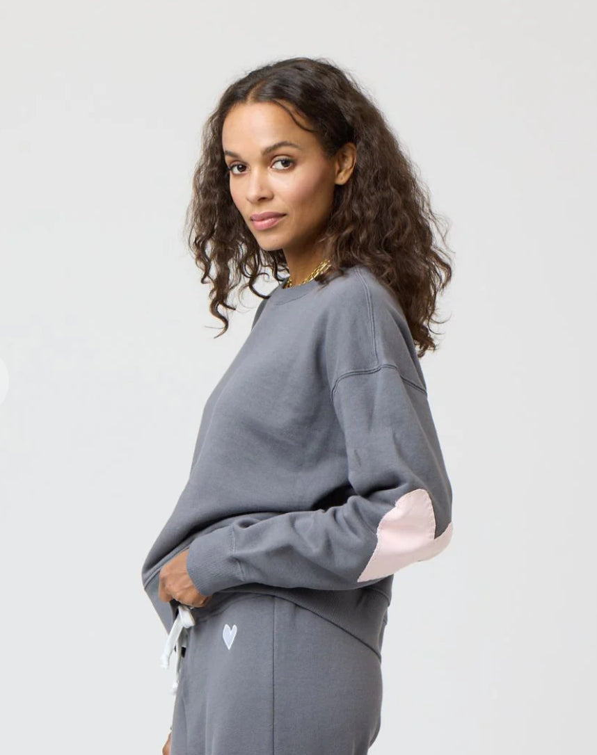 Kerri Rosenthal Boyfriend Sweatshirt Heart Patchwork R23-3256