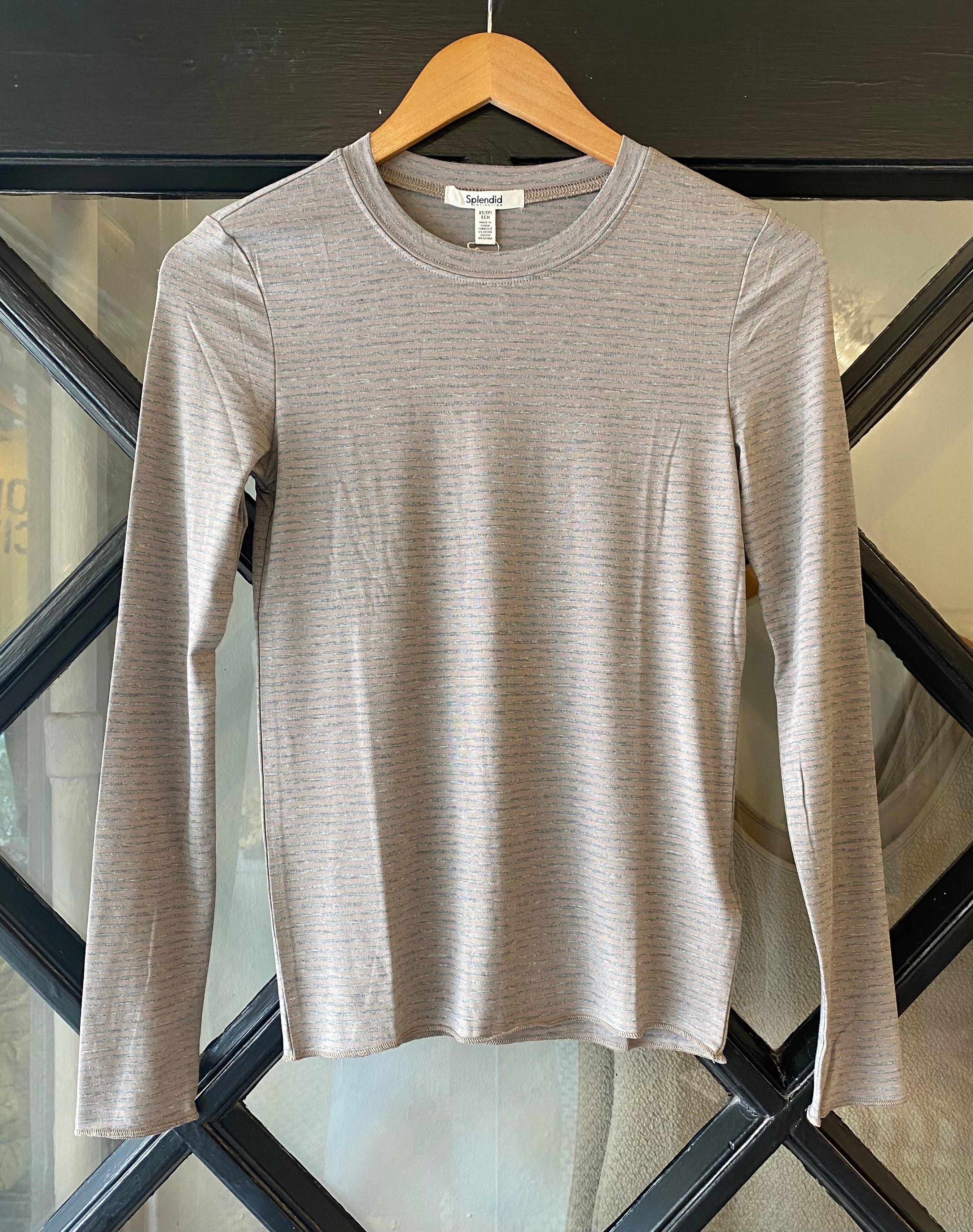 Splendid Bamboo Long Sleeve Striped Tee RF3K541