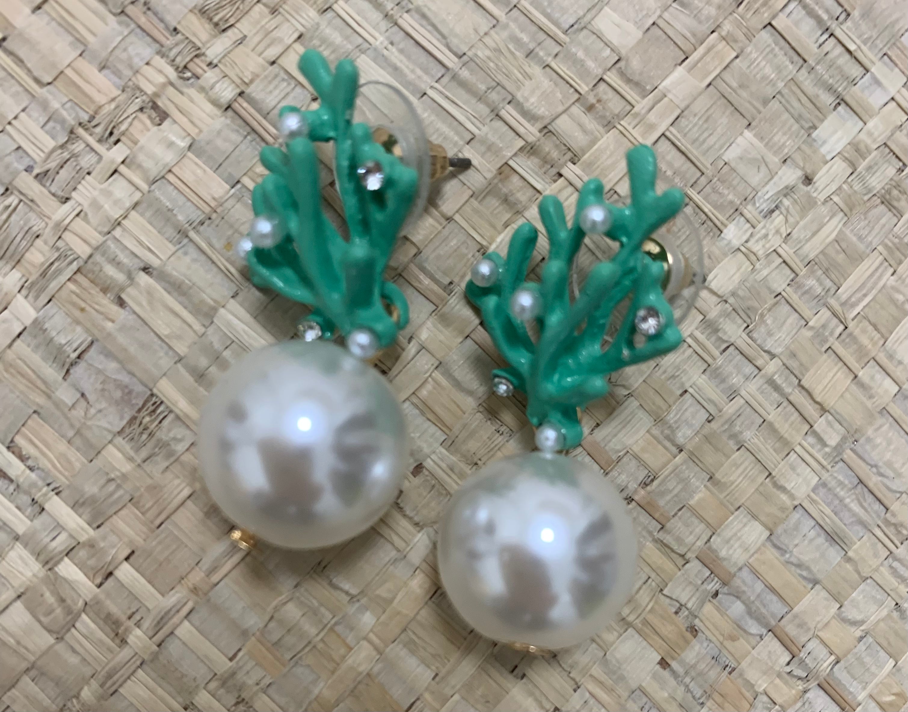 St Armands Pearl and Turquoise Coral Mini Statement Earring SAD276