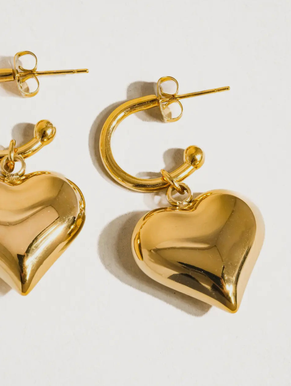 Flanerie Viona 18K Non-Tarnish Dangle Heart Earring