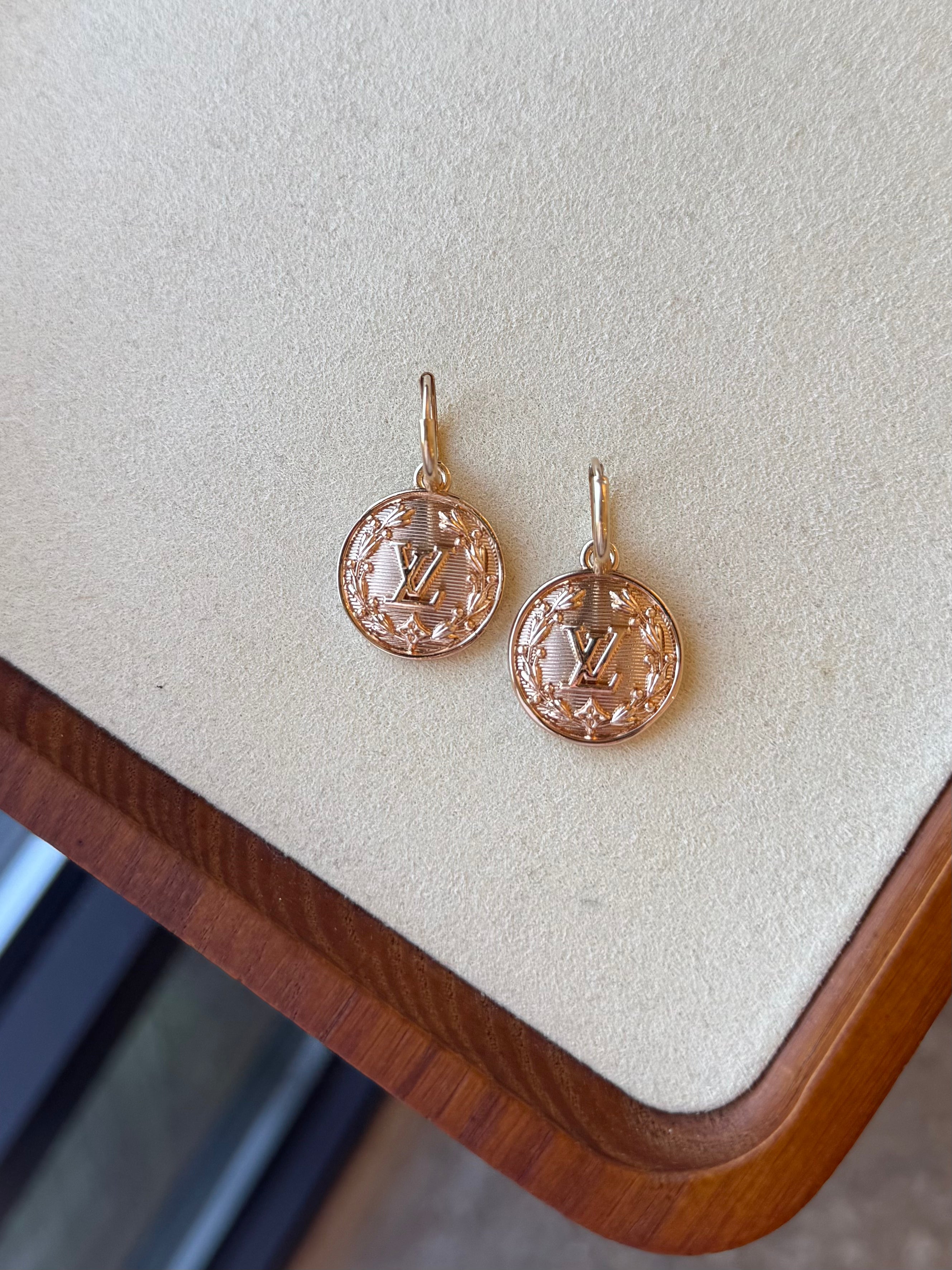 Luxury Upcycled "LV" 14K Gold Filled Hoop Earrings 1204