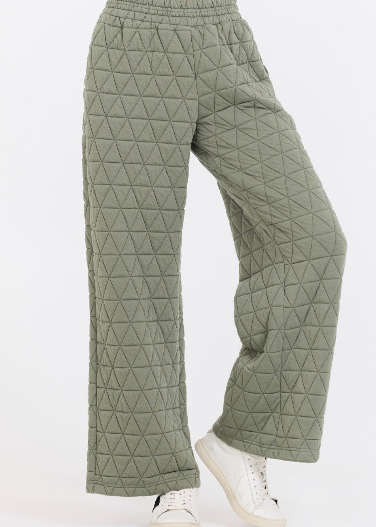 Vintage Havana Olive Quilted Flare Sweatpant B12432